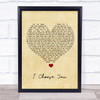 Sara Bareilles I Choose You Vintage Heart Song Lyric Quote Music Print