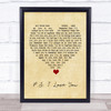 The Beatles P.S. I Love You Vintage Heart Song Lyric Quote Music Print