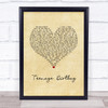 Wheatus Teenage Dirtbag Vintage Heart Song Lyric Quote Music Print