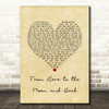 Willie Nelson ft. Dolly Parton From Here to the Moon and Back Vintage Heart Song Lyric Quote Music Print