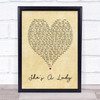Tom Jones She's A Lady Vintage Heart Song Lyric Quote Print