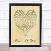 Run To You Bryan Adams Vintage Heart Quote Song Lyric Print