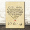 The Beatles Oh! Darling Vintage Heart Song Lyric Quote Print