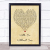 U2 With Or Without You Vintage Heart Song Lyric Quote Print