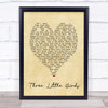 Three Little Birds Bob Marley Vintage Heart Quote Song Lyric Print