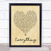 Everything Michael Buble Vintage Heart Song Lyric Quote Print