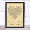 Have You Ever Really Loved A Woman Bryan Adams Vintage Heart Song Lyric Print