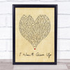 I Won't Give Up Jason Mraz Vintage Heart Song Lyric Quote Print