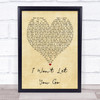 I Won't Let You Go James Morrison Vintage Heart Song Lyric Quote Print