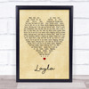 Layla Eric Clapton Vintage Heart Song Lyric Quote Print