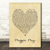 Maggie May Rod Stewart Vintage Heart Song Lyric Quote Print