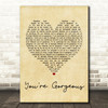 Baby Bird You're Gorgeous Vintage Heart Song Lyric Quote Print