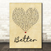 Boyzone Better Vintage Heart Song Lyric Quote Print