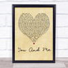 Dave Matthews Band You And Me Vintage Heart Song Lyric Quote Print