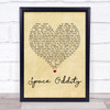 David Bowie Space Oddity Vintage Heart Song Lyric Quote Print