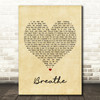 Faith Hill Breathe Vintage Heart Song Lyric Quote Print
