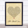 Hilary Duff All About You Vintage Heart Song Lyric Quote Print