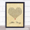 One Direction Little Things Vintage Heart Song Lyric Quote Print