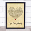 Owl City My Everything Vintage Heart Song Lyric Quote Print