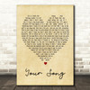 Your Song Elton John Vintage Heart Song Lyric Quote Print