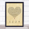 Plain White T's 1, 2, 3, 4 Vintage Heart Song Lyric Quote Print