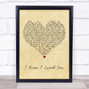 Savage Garden I Knew I Loved You Vintage Heart Song Lyric Quote Print