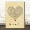 The Amity Affliction Open Letter Vintage Heart Song Lyric Quote Print