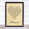 Ultravox Vienna Vintage Heart Song Lyric Quote Print