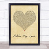 Westlife Hello My Love Vintage Heart Song Lyric Quote Print