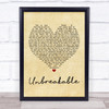 Westlife Unbreakable Vintage Heart Song Lyric Quote Print