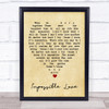 Impossible Love UB40 Vintage Heart Quote Song Lyric Print