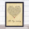 The Beatles All My Loving Vintage Heart Quote Song Lyric Print