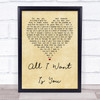 U2 All I Want Is You Vintage Heart Quote Song Lyric Print