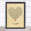 Westlife Tonight Vintage Heart Quote Song Lyric Print
