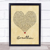 Ariana Grande Breathin Vintage Heart Song Lyric Print