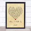 Nat King Cole When I Fall In Love Vintage Heart Song Lyric Print