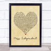 Ne-Yo Miss Independent Vintage Heart Song Lyric Print