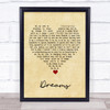 The Cranberries Dreams Vintage Heart Song Lyric Print
