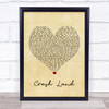 Twin Atlantic Crash Land Vintage Heart Song Lyric Print