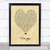 Birdy Wings Vintage Heart Song Lyric Print