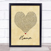 Blue October Home Vintage Heart Song Lyric Print