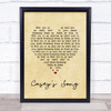 City & Colour Casey's Song Vintage Heart Song Lyric Print