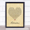 DJ Sammy Heaven Vintage Heart Song Lyric Print