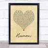 Jon McLaughlin Human Vintage Heart Song Lyric Print