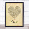 Josh Groban River Vintage Heart Song Lyric Print