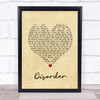 Joy Division Disorder Vintage Heart Song Lyric Print