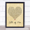 Mr. Blake All of Me Vintage Heart Song Lyric Print