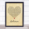 Mumford & Sons Believe Vintage Heart Song Lyric Print