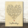 Yesterday The Beatles Vintage Heart Quote Song Lyric Print