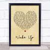 Arcade Fire Wake Up Vintage Heart Song Lyric Quote Print